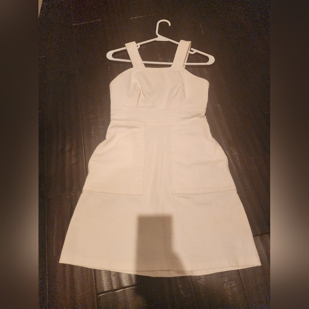 Reformation White Denim Kaia Dress with Pockets Size 2
